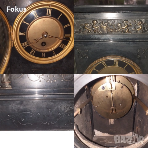 ПРЕКРАСЕН СТАР МРАМОРЕН АГЛИЙСКИ КАМИНЕН ЧАСОВНИК, снимка 6 - Антикварни и старинни предмети - 53512547