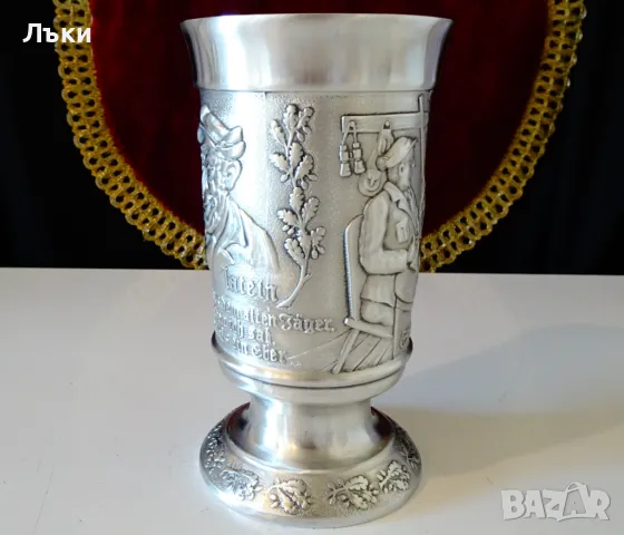 Бокал,халба от калай с ловец,заек,лов,300 мл. , снимка 4 - Антикварни и старинни предмети - 47904460