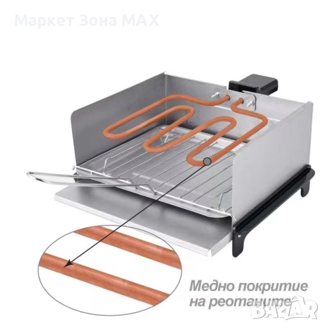 Парти грил с незалепващо покритие, 800 W, компактен и удобен, снимка 2 - Скари - 52897034