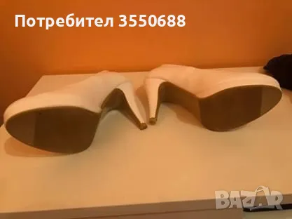 Обувки - бели, на висок ток, снимка 2 - Дамски обувки на ток - 47888279
