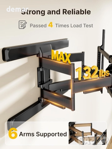 Стенен монтаж за телевизор monTEK за телевизори 43"–95", до 60 кг, снимка 2 - Стойки, 3D очила, аксесоари - 52404261