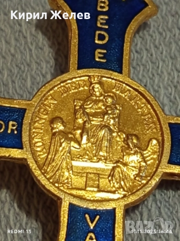 Религиозна стара католическа брошка КРАЛИЦА на СЪРЦАТА 32840, снимка 4 - Други ценни предмети - 52444402