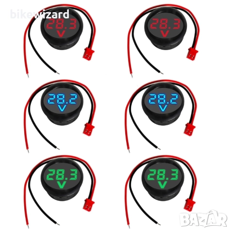 GTIWUNG 6 броя Цифрови волтметъри 3-цифрен LED дисплей 4-100V – червен, син, зелен Н0ВИ