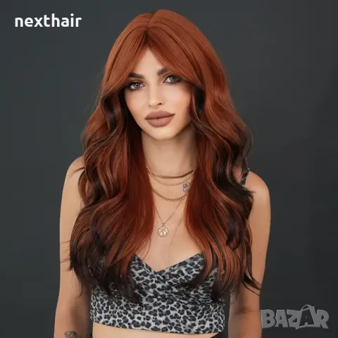 Кафява перука с черни краища и бретон, снимка 8 - Аксесоари за коса - 47998331