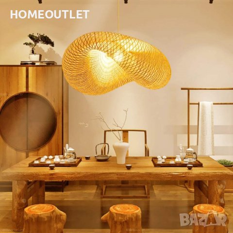 Бамбукова лампа / полилей, снимка 2 - Полилеи - 36878401