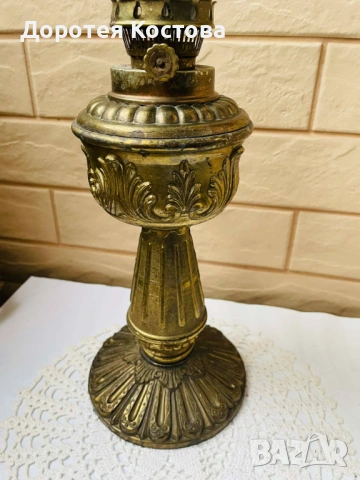 Красива голяма месингова лампа от Англия, снимка 11 - Антикварни и старинни предмети - 53398702
