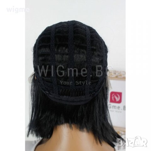 Къса черна права лейс фронт перука Сия, снимка 7 - Аксесоари за коса - 34934684