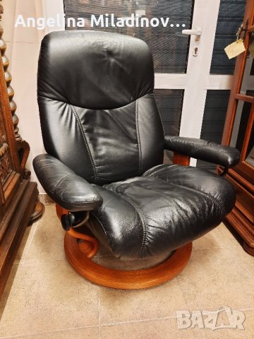 фотьойл, кресло от естествена кожа със зони за релакс , снимка 1 - Дивани и мека мебел - 43489178