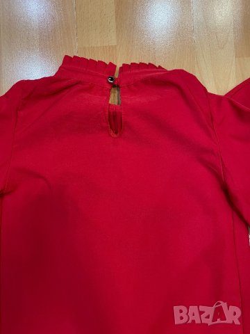 Дамска червена риза с паднали ръкави , снимка 3 - Ризи - 43038972