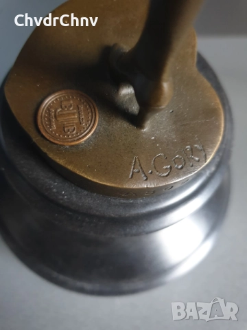 36см-3кг Gory статуетка/френска бронзова скулптура/Арт Нуво фигура кабаретна танцьорка, снимка 10 - Статуетки - 52469281