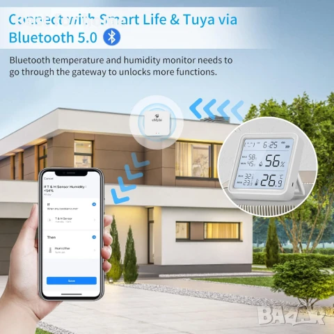 Bluetooth хигрометър, стаен термометър  oт Yasorn, снимка 2 - Друга електроника - 50916928