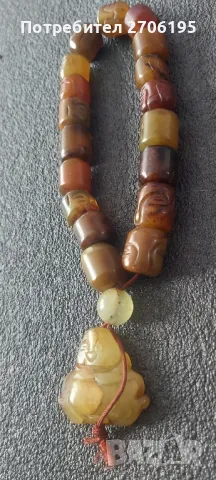 Антични нефритени резбовани нефритени молитвени мъниста Буда Тибет , снимка 8 - Антикварни и старинни предмети - 50347704