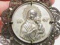 Възрожденска Сребърна икона, амулет, накит, медальон с Богородица, Дева Мария - Панагия 70 мм сребро, снимка 6