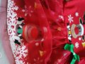 Коледни роклички малки и големи номера червен цвят с еленче и дантела. Памучна материя, еластична. , снимка 4