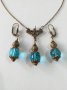 Разкошни обеци с лазурно сини мъниста от Венецианско стъкло и орнаменти в цвят бронз, снимка 7