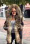 Зимно дамско яке с естествен пух лисица и огромна качулка, снимка 3