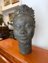 Африканско изкуство бронзова глава Бенин №7390 , снимка 5