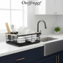 Компактен сушилник за съдове с отцеждаща табла Cheffinger – метален, 43 x 32 x 14 см, модерен дизайн, снимка 1