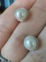Японски дизайнерски обеци с естествена перла и циркон - проба 925 / Oт "Swan" pearls , снимка 9