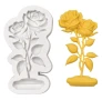 2 рози клонка клонки раза с листа на стойка силиконов молд форма фондан шоколад гипс декор украса, снимка 2