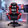 Геймърски столове с масажна функция, лумбална възглавничка и поставка за крака, снимка 3