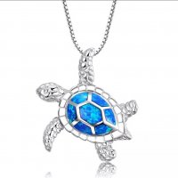 Сребърна висулка цвете със син камък , снимка 2 - Колиета, медальони, синджири - 37953003
