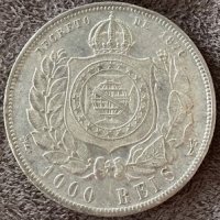 Сребърна монета Бразилия 1000 Реис 1883 г. Педро II, снимка 1 - Нумизматика и бонистика - 37833609