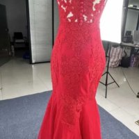 Червена бална рокля с дантела, снимка 7 - Рокли - 43657941