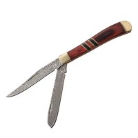 Висококачествен компактен колекционерски джобен сгъваем нож Elk Ridge Trapper Pakkawood.(ER954WBCR), снимка 4 - Ножове - 43021162