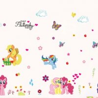 5 Понита и пеперуди Малкото Пони Малкото Пони My Little Pony стикер за стена и мебел самозалепващ , снимка 1 - Други - 27698740