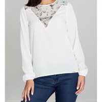 Дамска блуза в цвят екрю марка Figl , снимка 1 - Блузи с дълъг ръкав и пуловери - 32398016