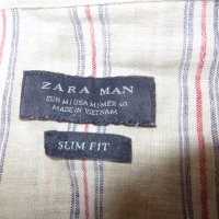 Мъжка риза с дълъг ръкав от лен Zara, снимка 3 - Ризи - 26635568