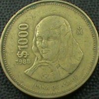1000 песо 1988, Мексико, снимка 1 - Нумизматика и бонистика - 28312946
