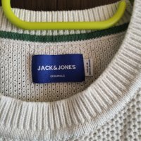 Мъжка блуза плетиво Jack & Jones в бяло и зелено, снимка 3 - Блузи - 40451114