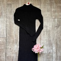 Черна класическа нова елегантна ежедневна еластична рокля рипс рипсена, снимка 2 - Рокли - 43379453