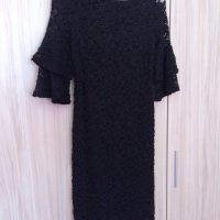 Черна рокля с брокат, снимка 2 - Рокли - 28816832