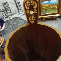 Красива  дървена ръчно рисувана поставка за чадъри изр от дърво с красиви цветя , снимка 6 - Антикварни и старинни предмети - 43803019