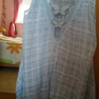 Лятна светлосиня блуза туника без ръкав с пеперуди, снимка 6 - Туники - 33048919