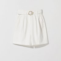 Бели къси панталонки XS/34 бермуди басти ръб висока талия колан MOHITO , снимка 6 - Къси панталони и бермуди - 37199138