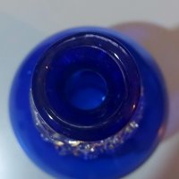 Синя стъклена ваза, снимка 3 - Вази - 38875151