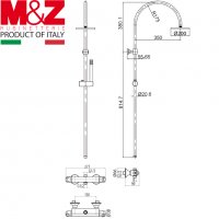 Комплект Душ колона M&Z Rubinetterie – VIAREGGIO AQUA 2 + Смесител за мивка: серия Marina, снимка 3 - Смесители - 27488582