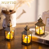 NUPTIO Комплект от 10 броя висящи мини фенери с LED свещи с височина 14 см и диаметър 5,7 см, снимка 3 - Лед осветление - 43972973