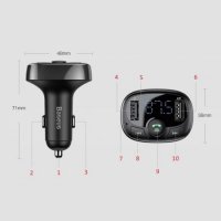 FM трансмитер Bluetooth Baseus MP3 Wireless CCTM-B01 FM Блутут трансмитер със слот за microSD карта , снимка 4 - Друга електроника - 38007395