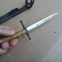 Рядък старинен,винтидж нож,щик.кортик,рогова дръжка,с кания, снимка 8 - Ножове - 34914630