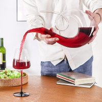 Гарафа за червено вино, стъклена бутилка, извит декантер за алкохол, снимка 2 - Сервизи - 43135306