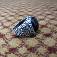 Мъжки сребърен пръстен, Уникалнен дизайнерски  с голям черен оникс  - добавете стил !, снимка 1 - Пръстени - 26265470
