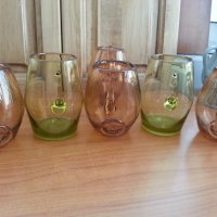 Стъклени чаши халби цветно стъкло, снимка 5 - Антикварни и старинни предмети - 36989694