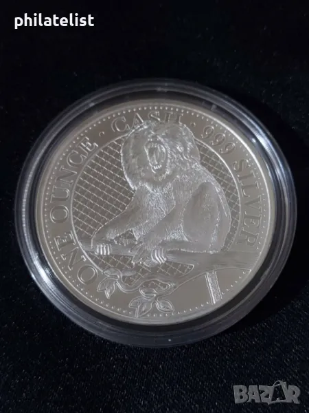 Света Елена 2023 – един паунд  - Гривест макак , маймуна - 1 OZ - Сребърна монета, снимка 1