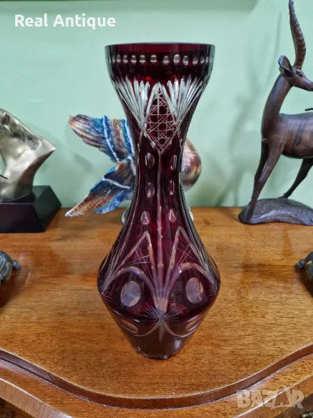 Красива антикварна немска кристална ваза , снимка 1