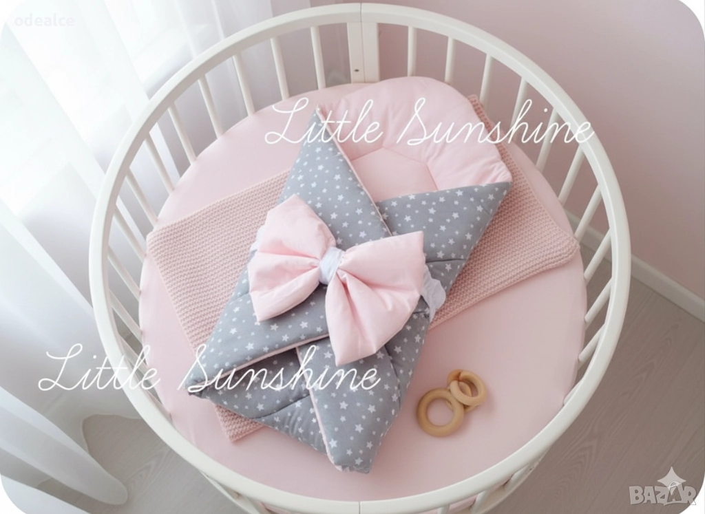 Невероятно бебешко одеалце Little Sunshine тип "прегърни ме" /порт бебе/голяма панделка, снимка 1